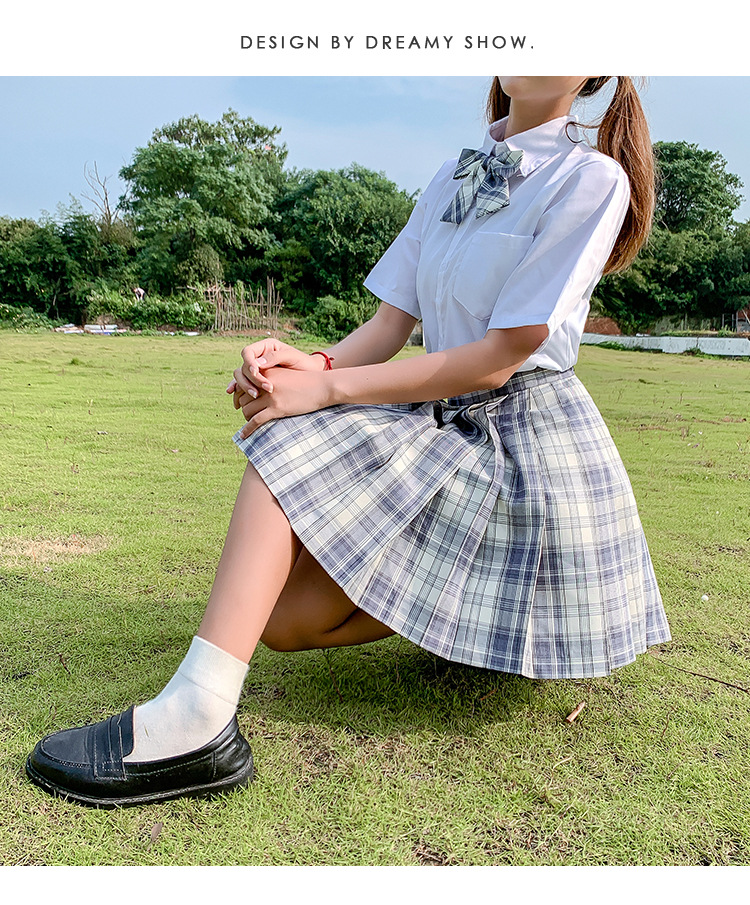 JK Plaid Pleated Skirt for Women, High Waist Japanese School Uniform Style Midi Skirt