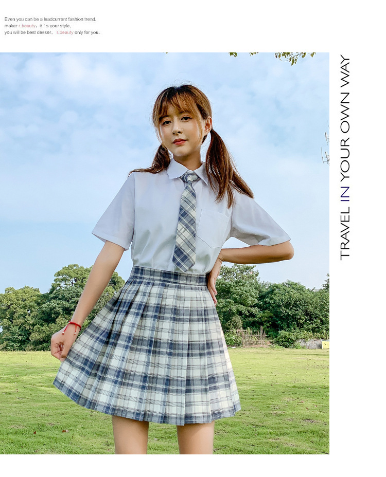 JK Plaid Pleated Skirt for Women, High Waist Japanese School Uniform Style Midi Skirt