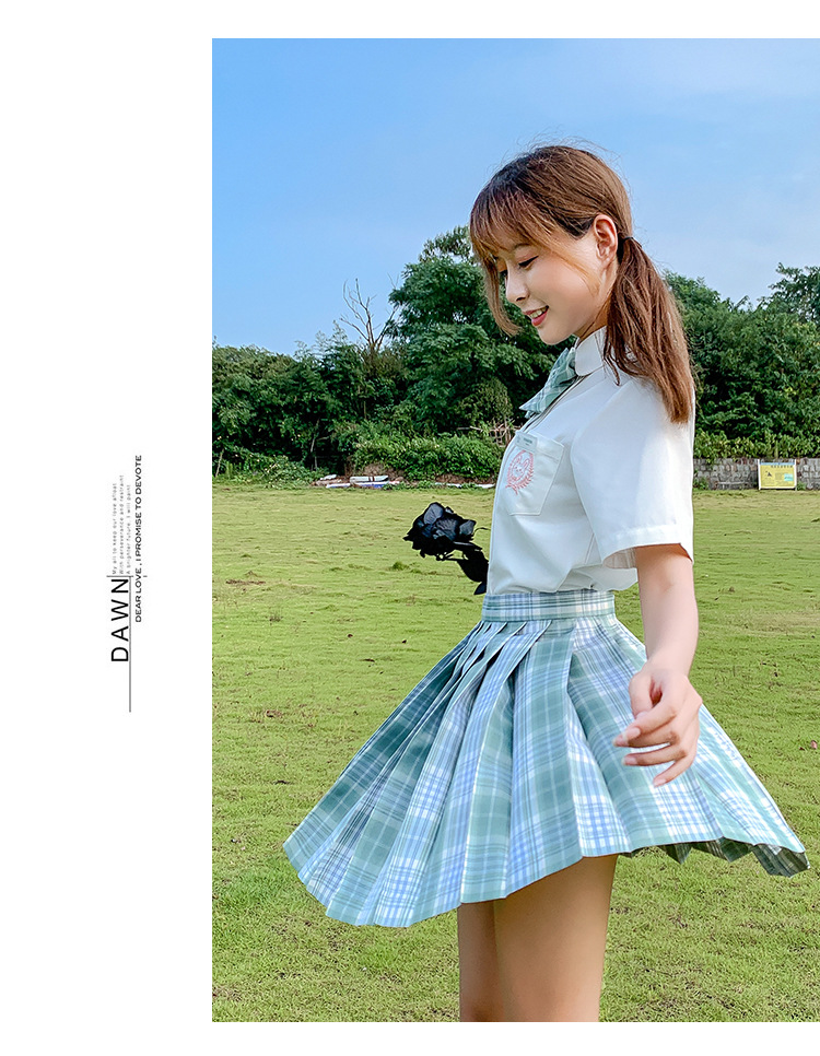JK Plaid Pleated Skirt for Women, High Waist Japanese School Uniform Style Midi Skirt