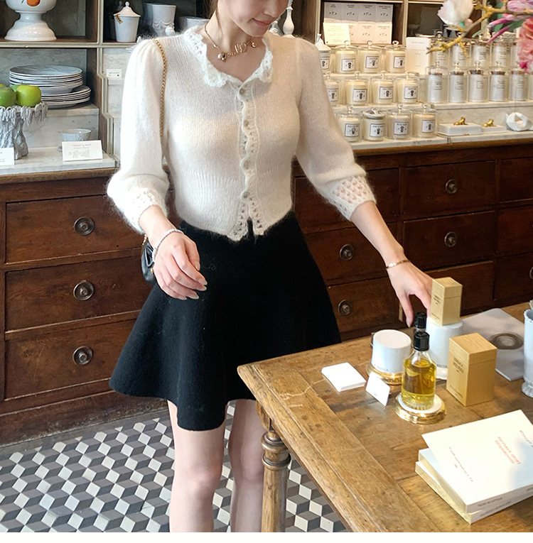 Women Wool A-Line Mini Skirt, Pleated Hepburn Style Commuter Skirt for Fall Winter