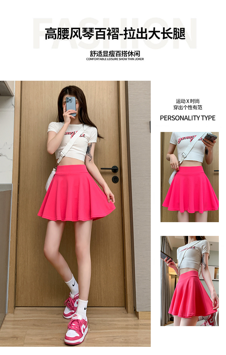 Skirt mini berlipat warna putih untuk wanita, skirt gelembung gaya A-line pinggang tinggi, gaya preppy yang manis.