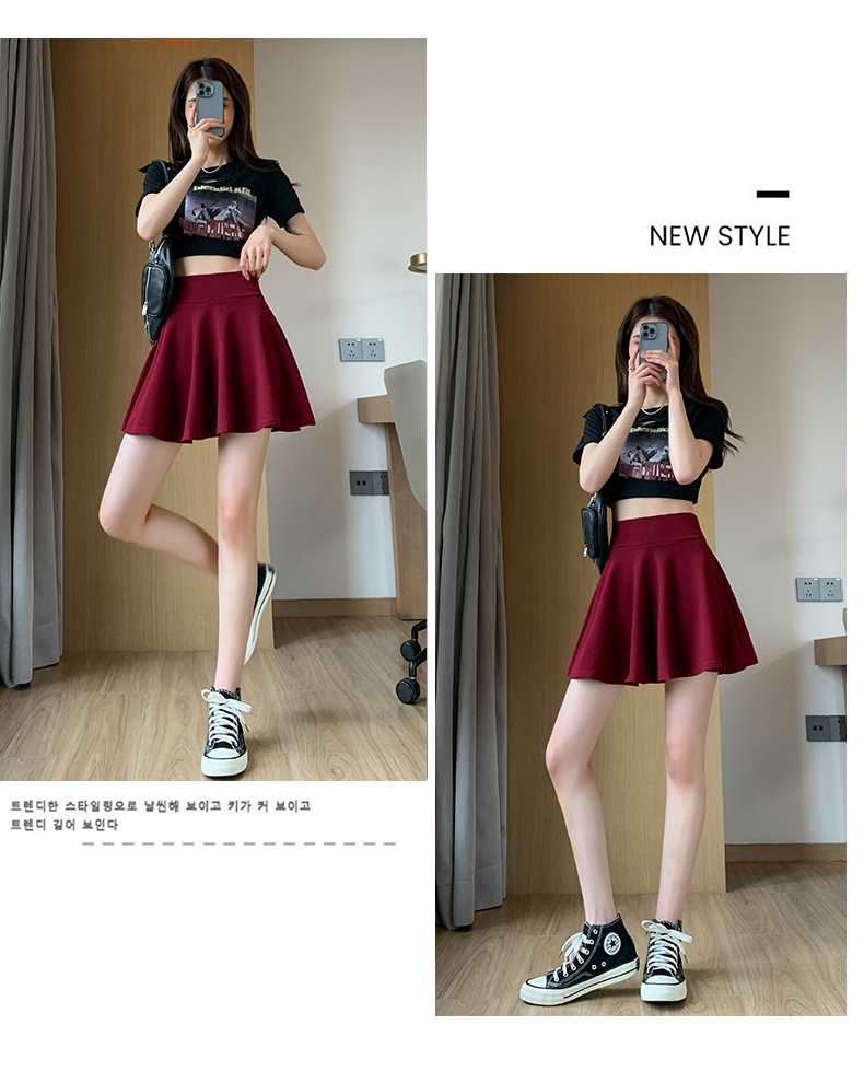 Skirt mini berlipat warna putih untuk wanita, skirt gelembung gaya A-line pinggang tinggi, gaya preppy yang manis.