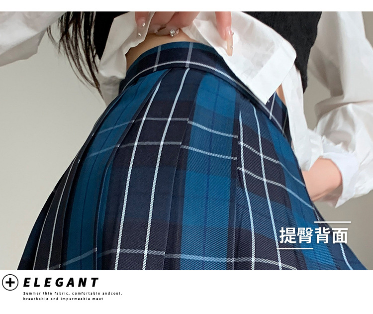 JK Pleated Plaid A-Line Mini Skirt, High Waist Preppy Style School Skirt for Women
