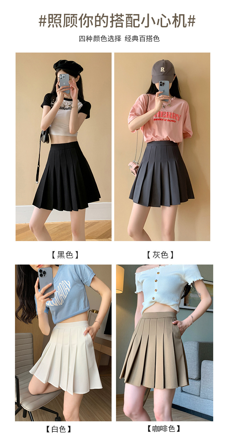 Black Pleated Mini Skirt for Women with Pockets, High Waist A-Line Short Skirt
