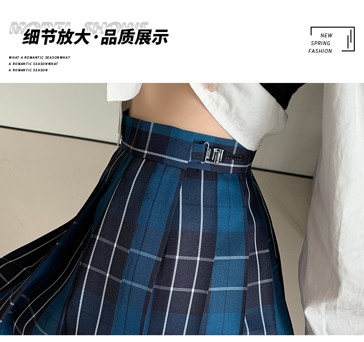 JK Pleated Plaid A-Line Mini Skirt, High Waist Preppy Style School Skirt for Women