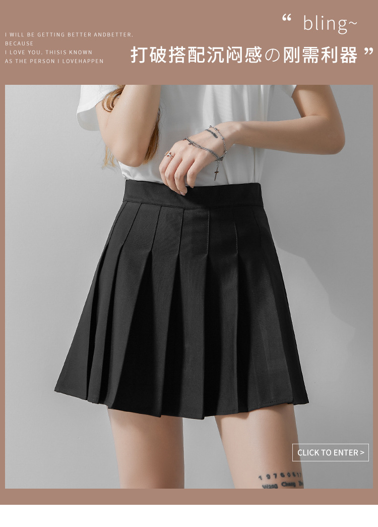 Women High Waist A-Line Mini Skirt, Elastic Waist Pleated Solid Color Polyester Skirt