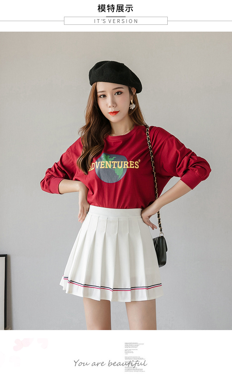 Women Pleated Mini Skirt with Colorful Stripes, High Waist A-Line Short Skirt for Students