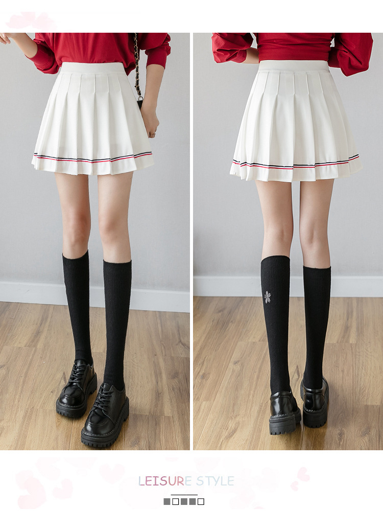 Women Pleated Mini Skirt with Colorful Stripes, High Waist A-Line Short Skirt for Students