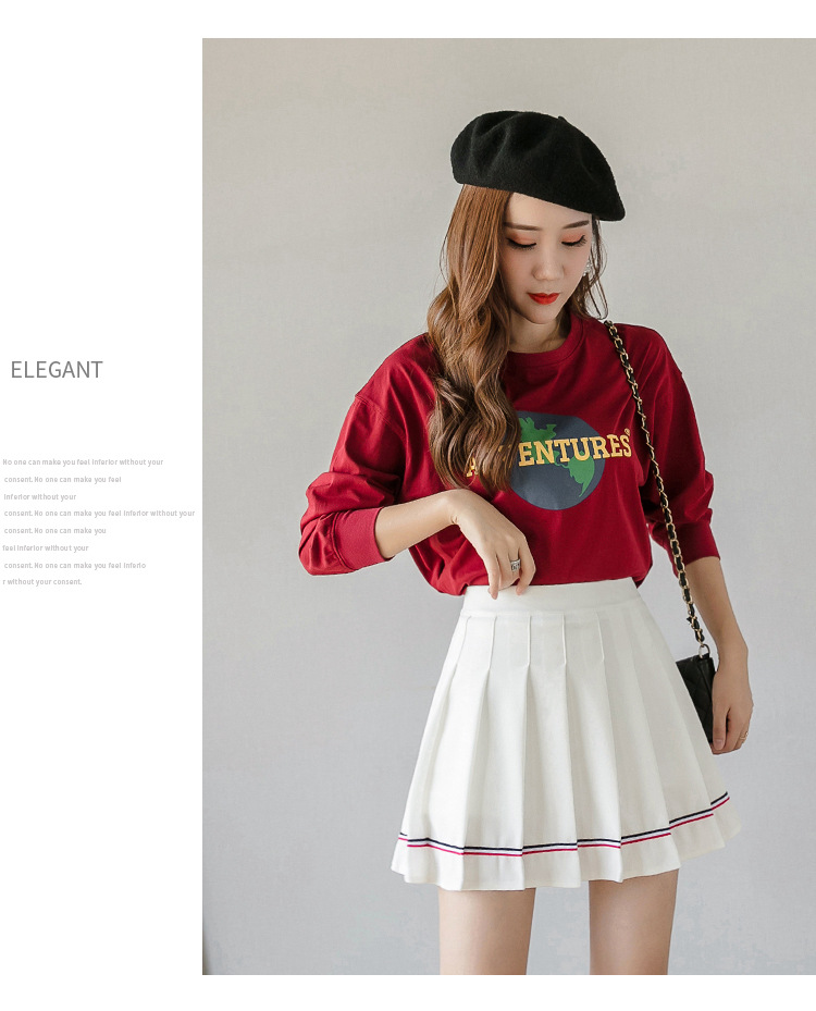 Women Pleated Mini Skirt with Colorful Stripes, High Waist A-Line Short Skirt for Students
