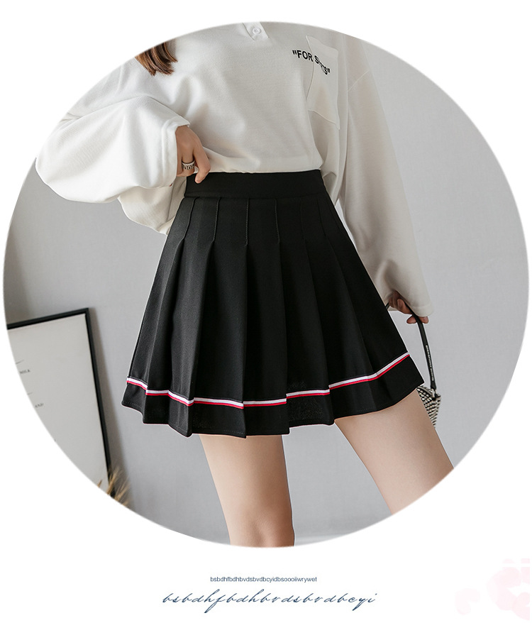 Women Pleated Mini Skirt with Colorful Stripes, High Waist A-Line Short Skirt for Students