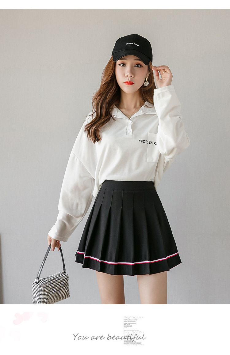 Women Pleated Mini Skirt with Colorful Stripes, High Waist A-Line Short Skirt for Students