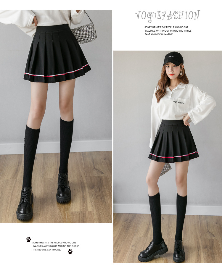 Women Pleated Mini Skirt with Colorful Stripes, High Waist A-Line Short Skirt for Students