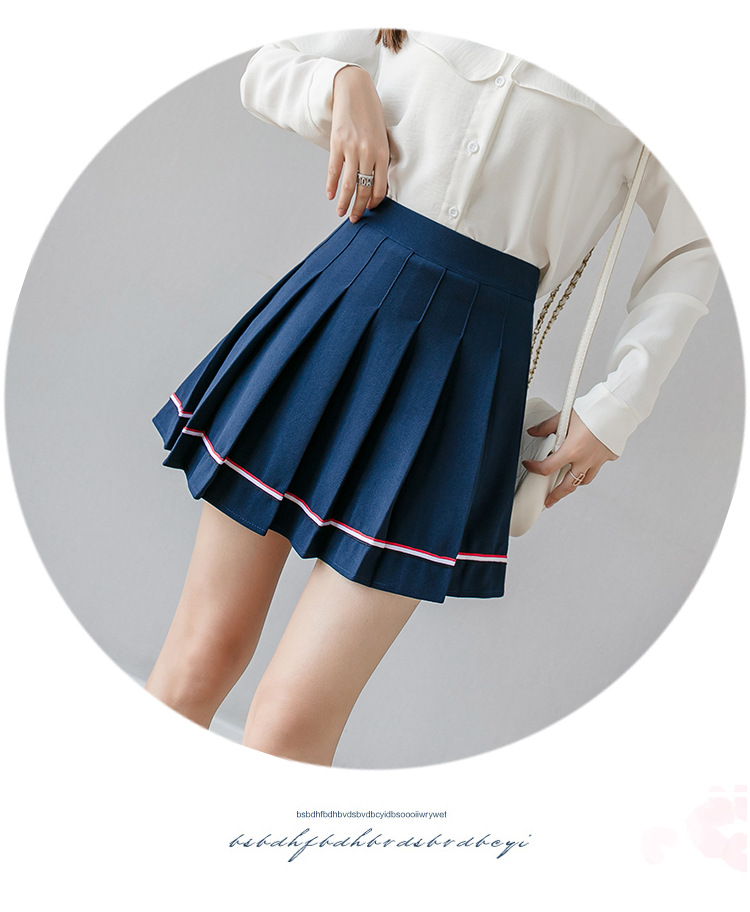 Women Pleated Mini Skirt with Colorful Stripes, High Waist A-Line Short Skirt for Students