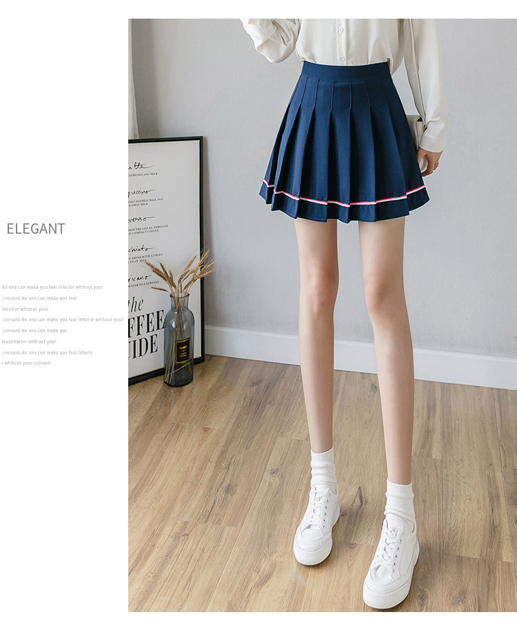 Women Pleated Mini Skirt with Colorful Stripes, High Waist A-Line Short Skirt for Students