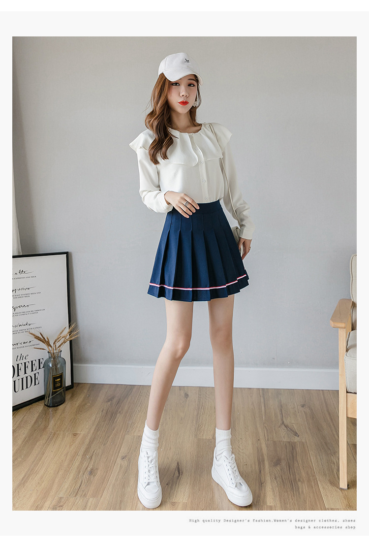 Women Pleated Mini Skirt with Colorful Stripes, High Waist A-Line Short Skirt for Students