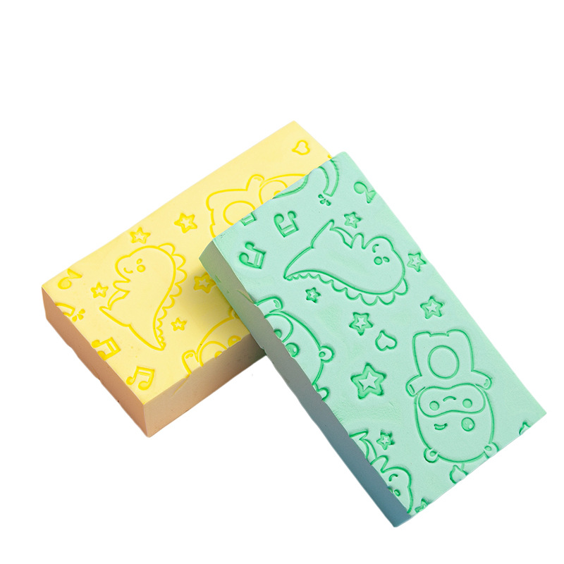 Baby Bath Sponge Brush with Cartoon Print, Soft Sponge Body Scrubber for Infants and Toddlers