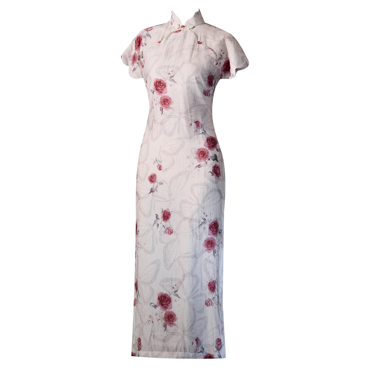 Modern Chinese Qipao Dress for Women, Retro Style Stand Collar Short Sleeve Cheongsam