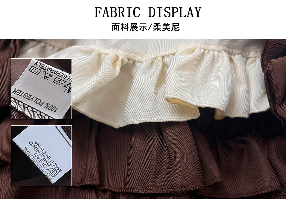 Brown Long Sleeve Maid Dress Cosplay Costume with Apron, Bows and Headpiece