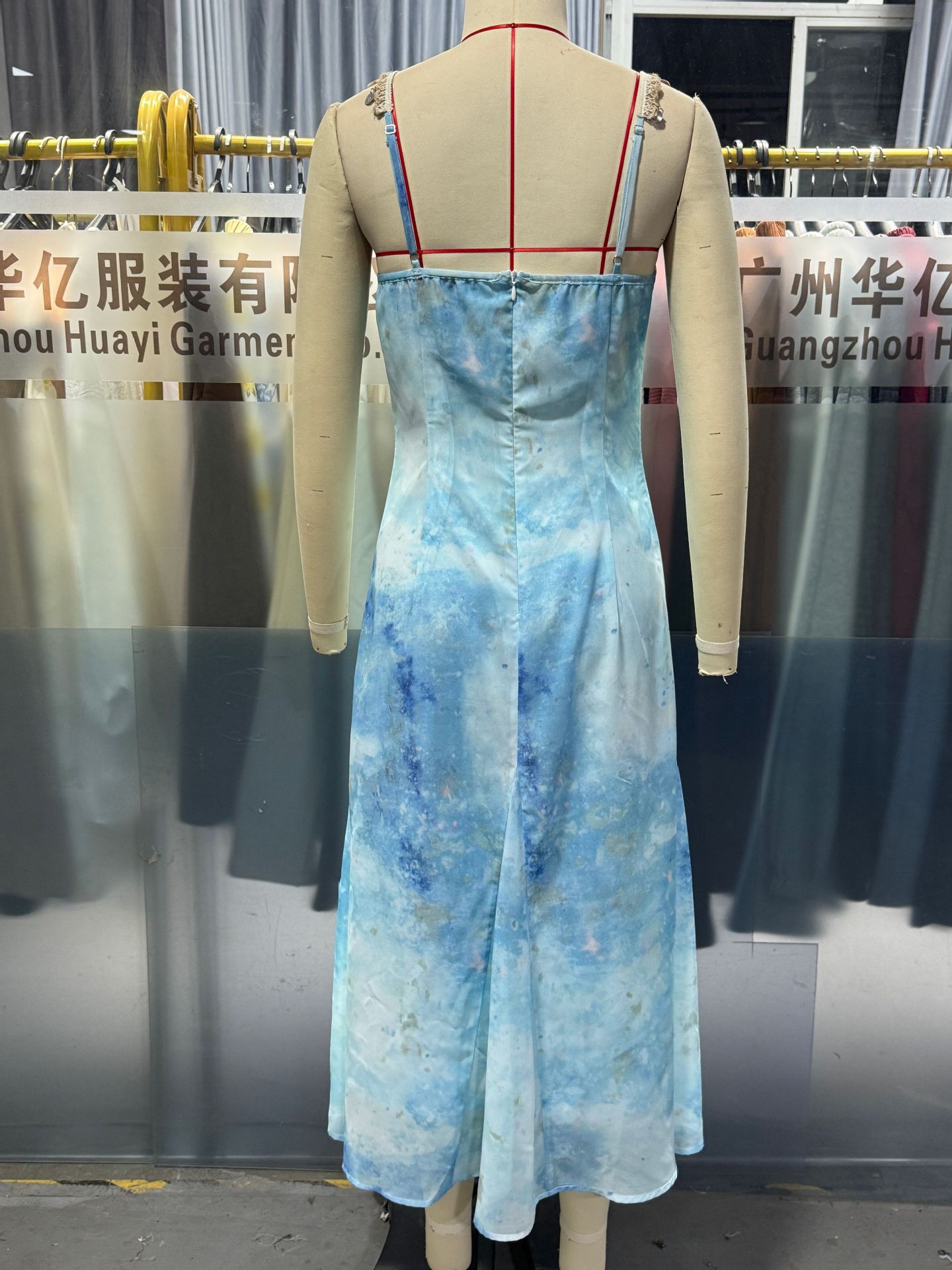 Women French Style A-Line Maxi Dress, Sleeveless High Waist Polyester Dress with Digital Print