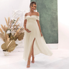 Women White V-Neck Long Sleeve Maxi Beach Dress, Ruched High Waist Summer Vacation Dress