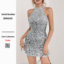 Women Sleeveless Halter Satin Maxi Dress Solid Color A-Line Long Dress for Vacation and Evening