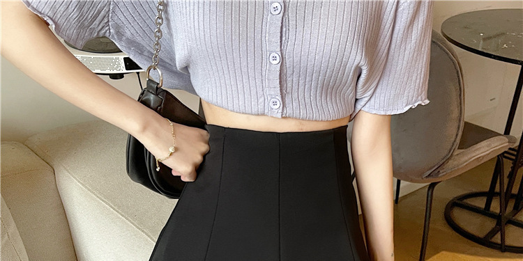 Women Plus Size Black A-Line Mini Skirt, High Waist Pleated Puff Skirt in Suit Fabric for Casual and Formal Wear