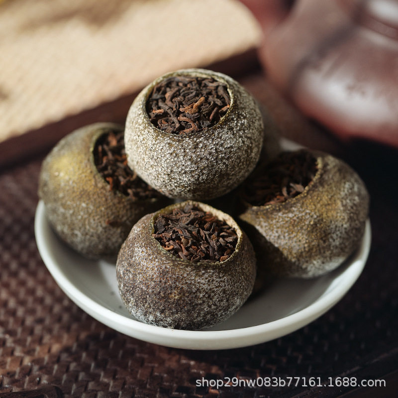 Sun-Dried Xiao Qing Gan Ripe Pu-erh Tea, Yunnan Big Leaf Tea in Tangerine Peel, Loose 500g