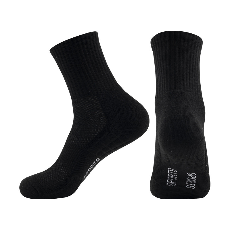 Cotton Crew Running Socks for Men, Sweat-Absorbent Anti-Odor Cushioned Terry Sole Sports Socks