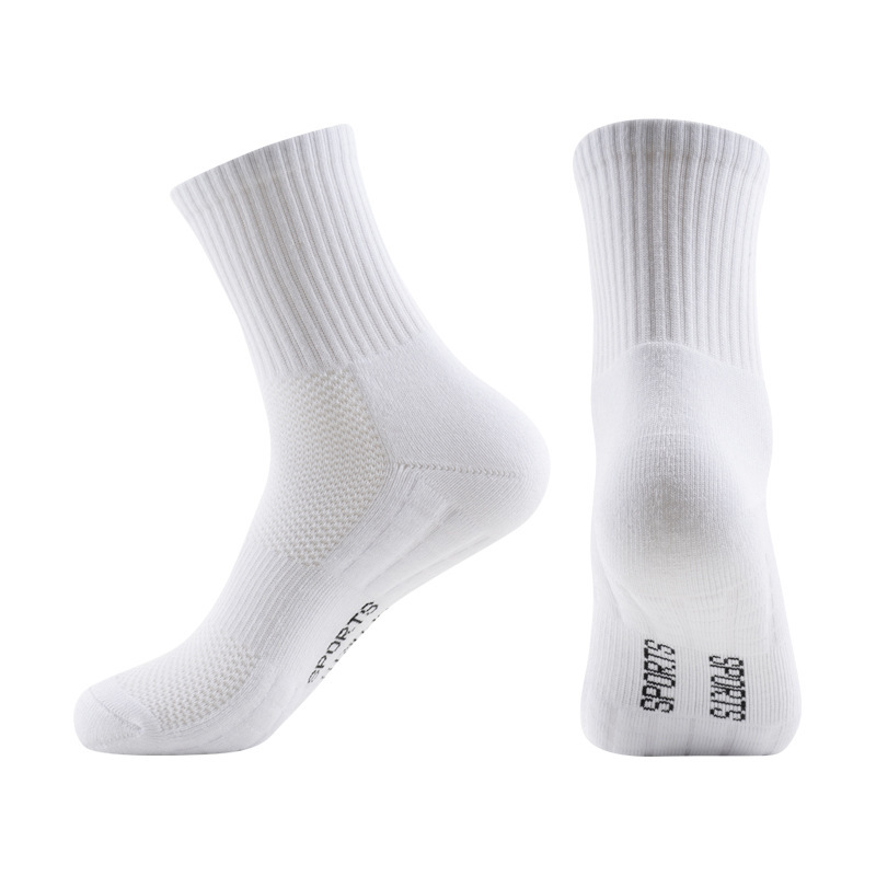 Cotton Crew Running Socks for Men, Sweat-Absorbent Anti-Odor Cushioned Terry Sole Sports Socks