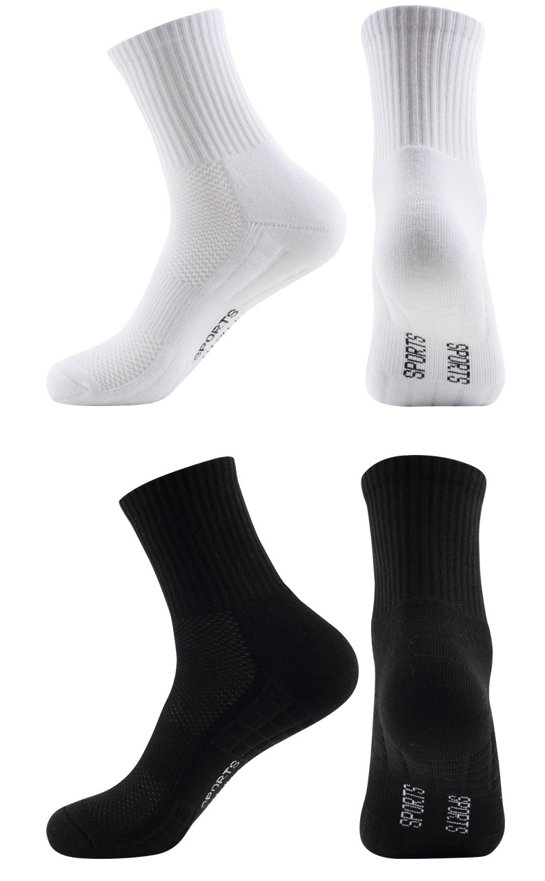 Cotton Crew Running Socks for Men, Sweat-Absorbent Anti-Odor Cushioned Terry Sole Sports Socks
