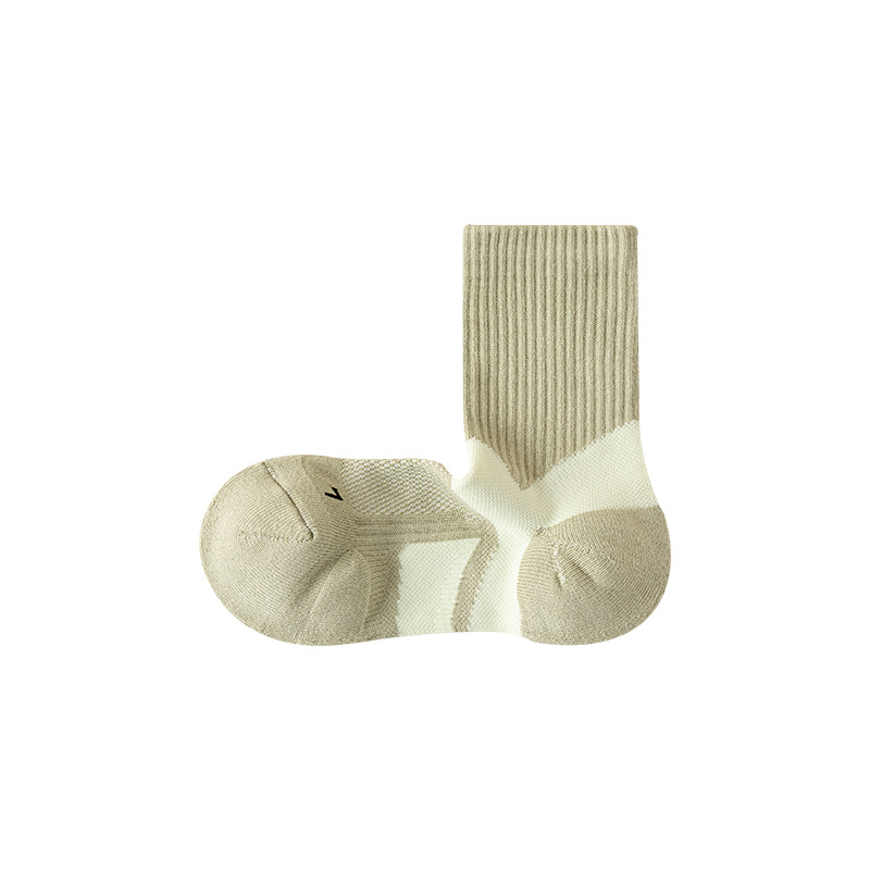 Women Cotton Mid-Calf Athletic Socks, Sweat-Absorbing Anti-Odor Seamless Toe Sports Socks for Badminton