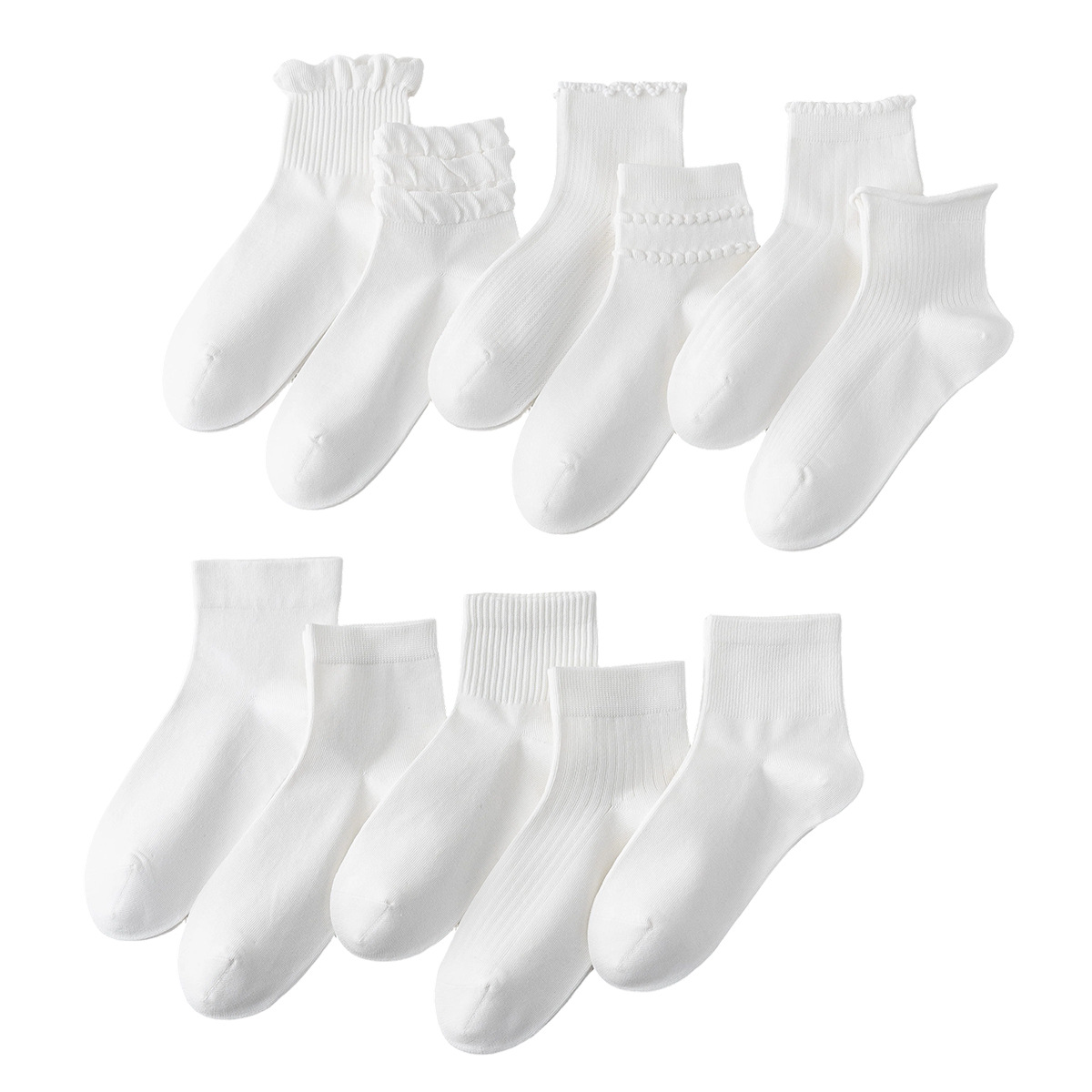Women’s Xinjiang Cotton Mid-Calf Socks, Antibacterial Seamless Breathable Anti-Odor White Socks