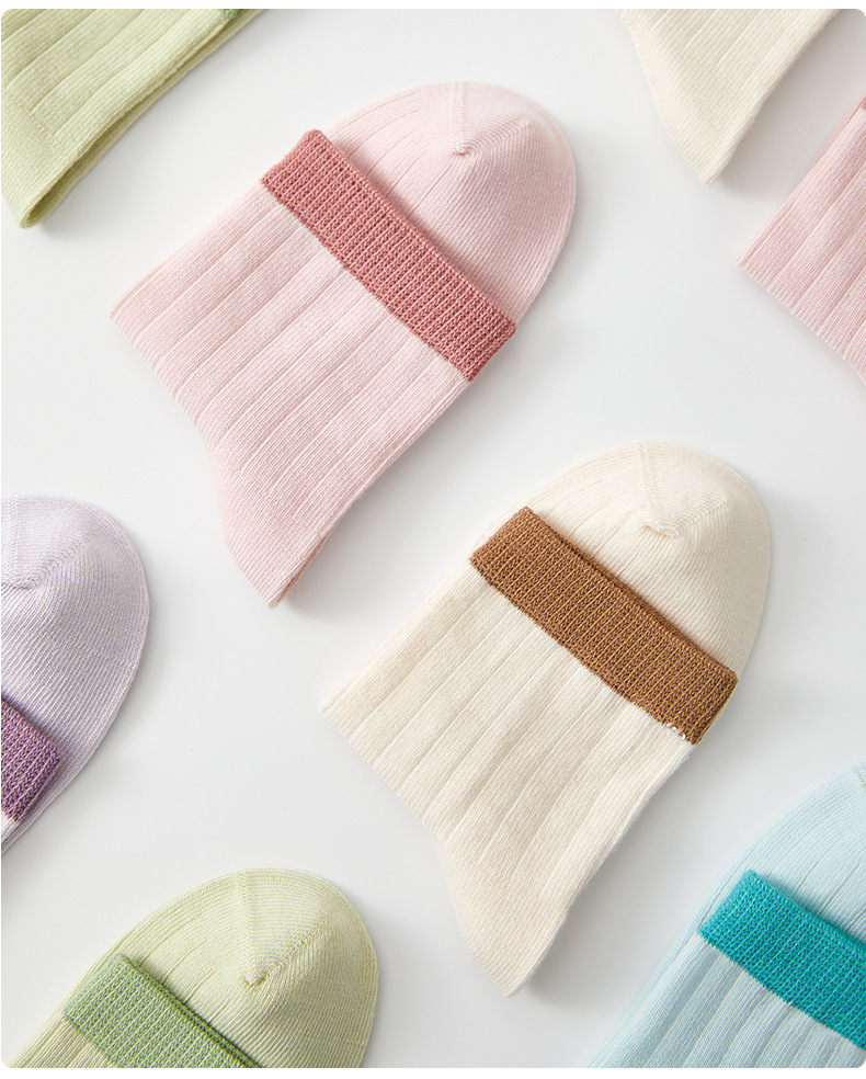 Girls Cotton Crew Socks, Thin Breathable Seamless Toe Mid-Calf Socks for Spring Autumn Winter