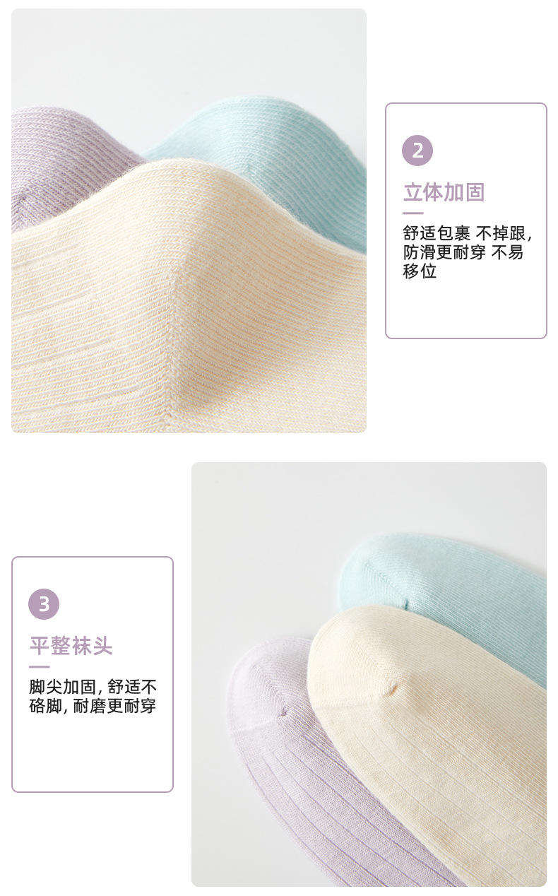 Girls Cotton Crew Socks, Thin Breathable Seamless Toe Mid-Calf Socks for Spring Autumn Winter
