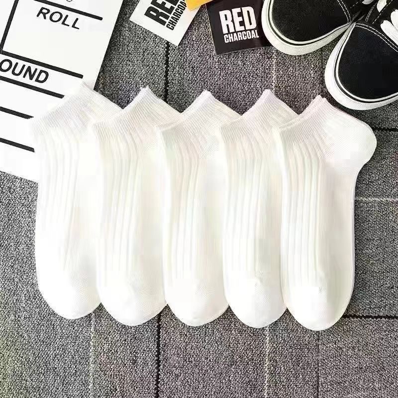 Men's Thin Breathable Ankle Socks, Black and White Striped Low Cut Boat Socks for Spring Casual Wear