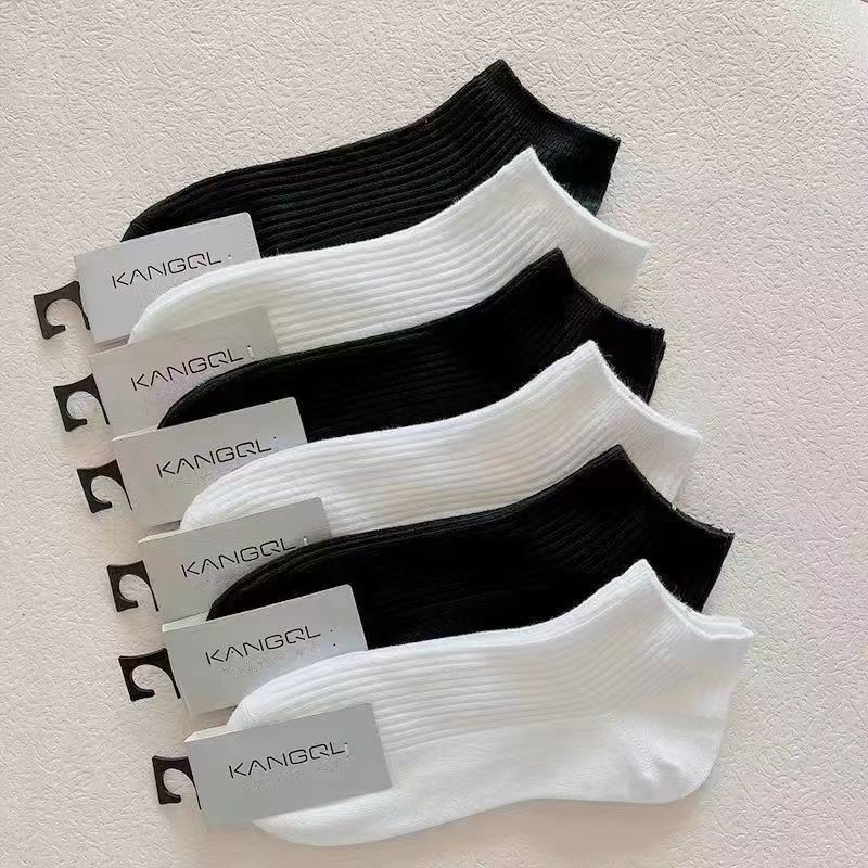 Men's Thin Breathable Ankle Socks, Black and White Striped Low Cut Boat Socks for Spring Casual Wear