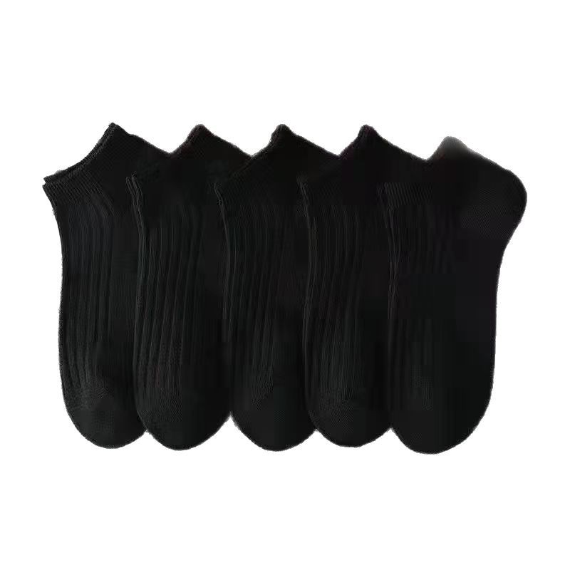 Men's Thin Breathable Ankle Socks, Black and White Striped Low Cut Boat Socks for Spring Casual Wear