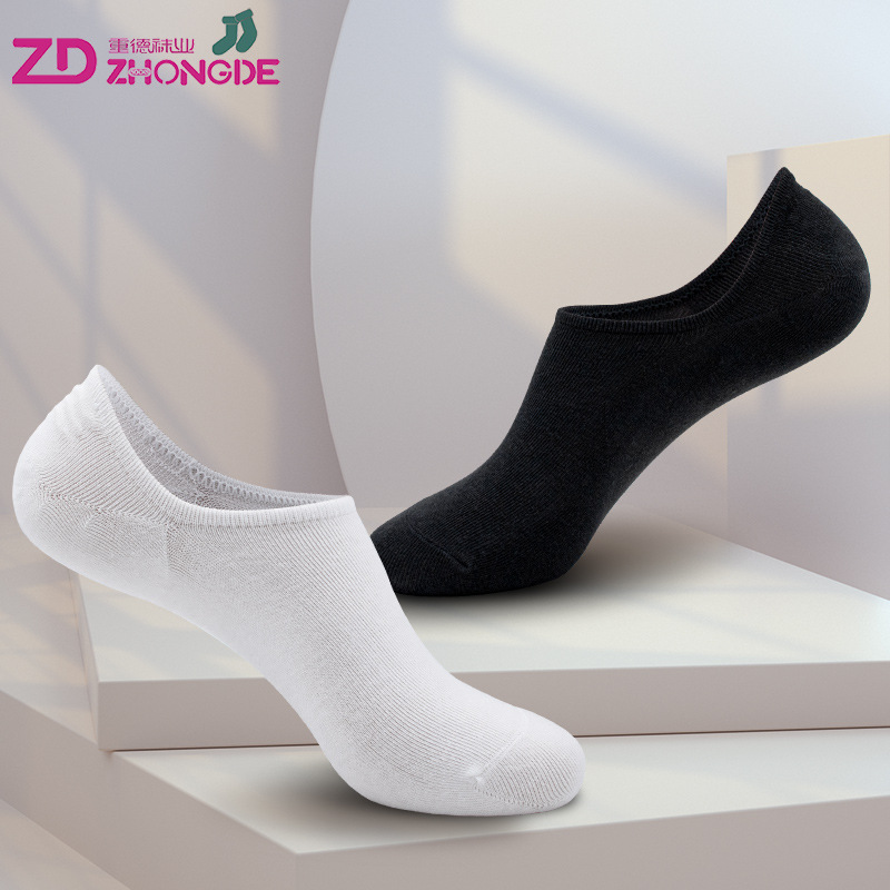 Men's and Women's Low Cut Ankle Socks, Thin Polyester Boat Socks, Sweat-Absorbing Odor-Resistant, Black White Gray