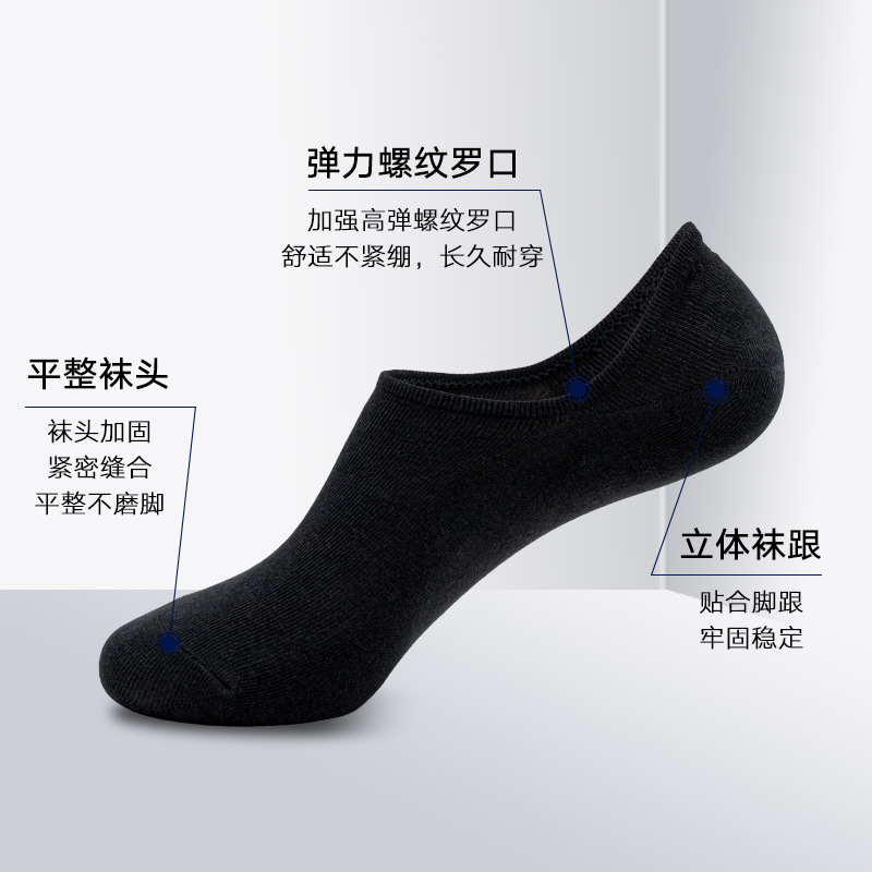 Men's and Women's Low Cut Ankle Socks, Thin Polyester Boat Socks, Sweat-Absorbing Odor-Resistant, Black White Gray
