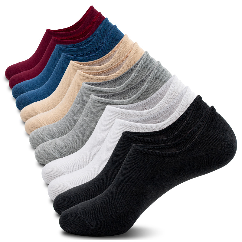 Men's and Women's Low Cut Ankle Socks, Thin Polyester Boat Socks, Sweat-Absorbing Odor-Resistant, Black White Gray