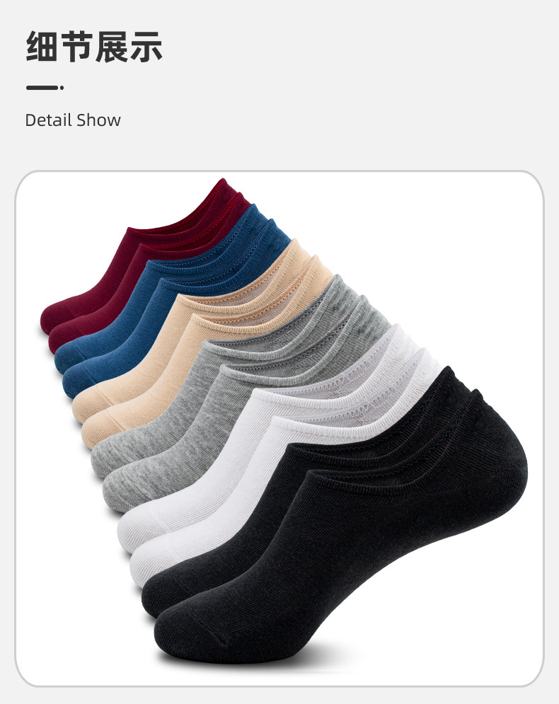 Men's and Women's Low Cut Ankle Socks, Thin Polyester Boat Socks, Sweat-Absorbing Odor-Resistant, Black White Gray