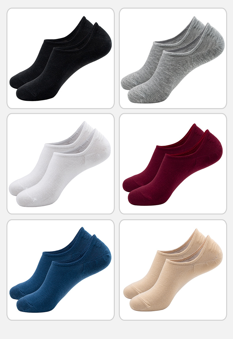 Men's and Women's Low Cut Ankle Socks, Thin Polyester Boat Socks, Sweat-Absorbing Odor-Resistant, Black White Gray