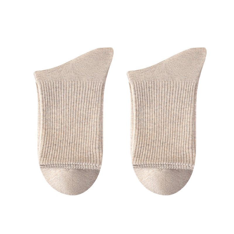 Men's 100% Cotton Mid-Calf Socks, Solid Color Antibacterial Breathable Crew Socks for Business and Casual Wear