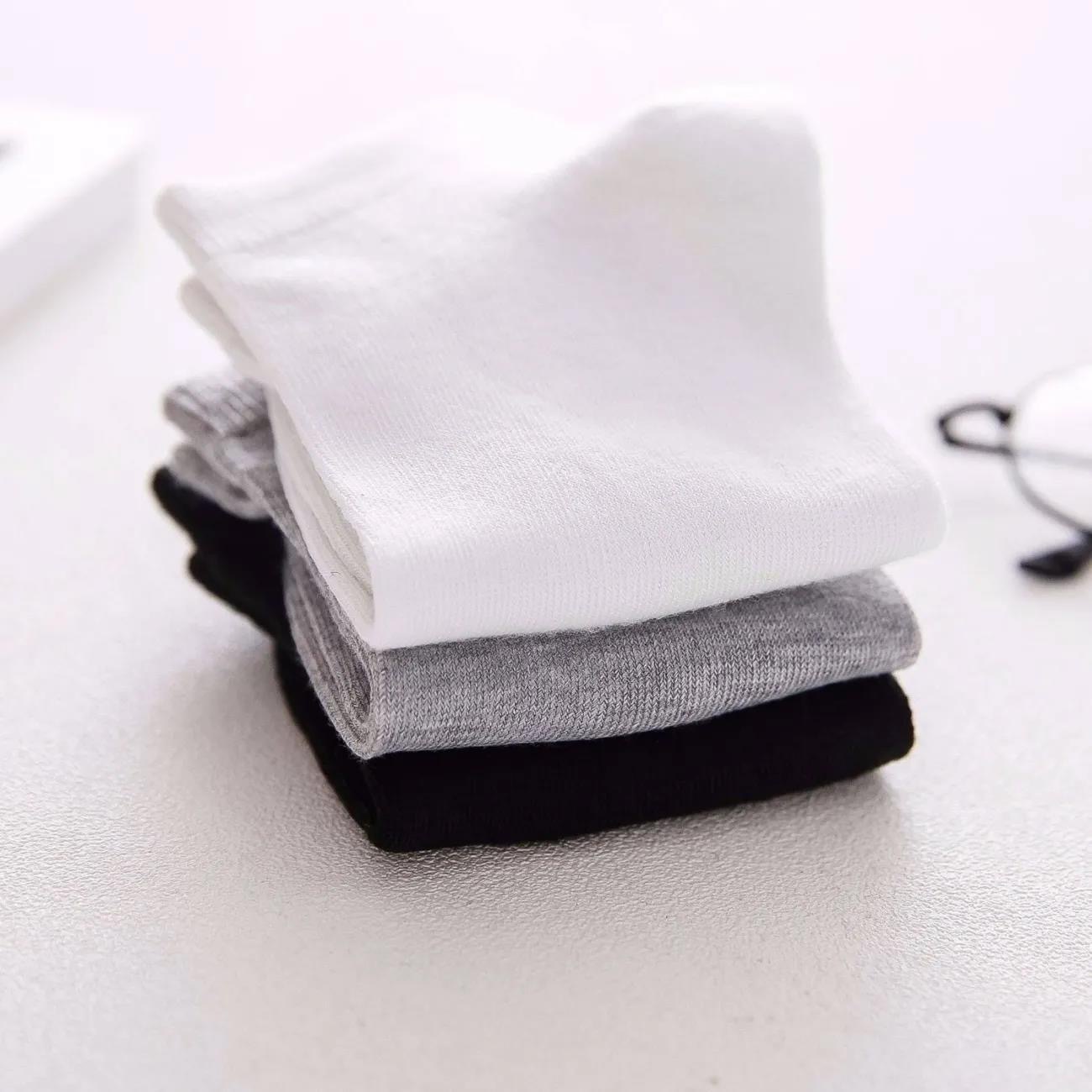 Men's Cotton Ankle Socks Summer Black White Gray Solid Color Sweat Absorbent Breathable Short Socks