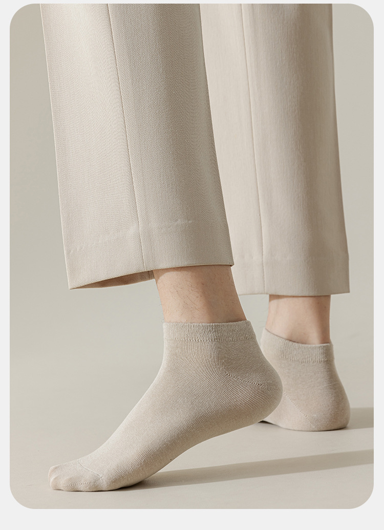 Men's Cotton Low Cut Ankle Socks, Solid Color Thin Breathable Sweat-Absorbent Short Socks for Spring and Summer