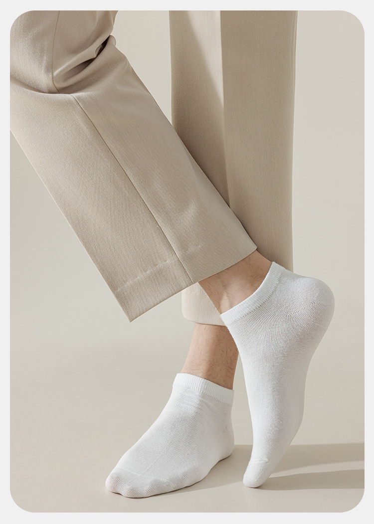 Men's Cotton Low Cut Ankle Socks, Solid Color Thin Breathable Sweat-Absorbent Short Socks for Spring and Summer