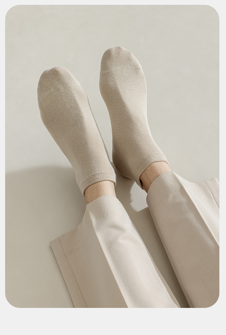 Men's Cotton Low Cut Ankle Socks, Solid Color Thin Breathable Sweat-Absorbent Short Socks for Spring and Summer