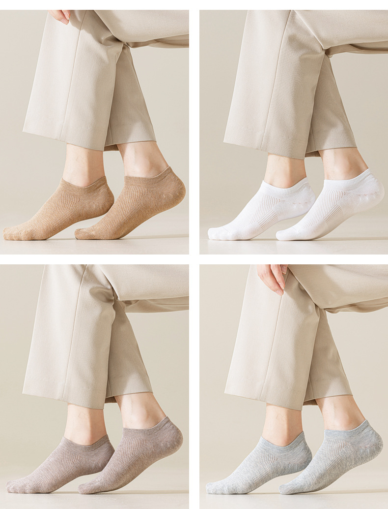 Men's Cotton No-Show Ankle Socks, Thin Breathable Sweat-Absorbing Casual Short Socks for Summer