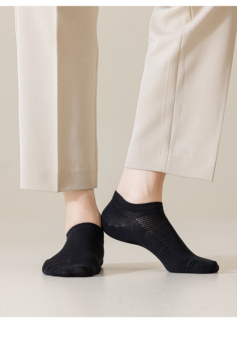 Men's Cotton No-Show Ankle Socks, Thin Breathable Sweat-Absorbing Casual Short Socks for Summer