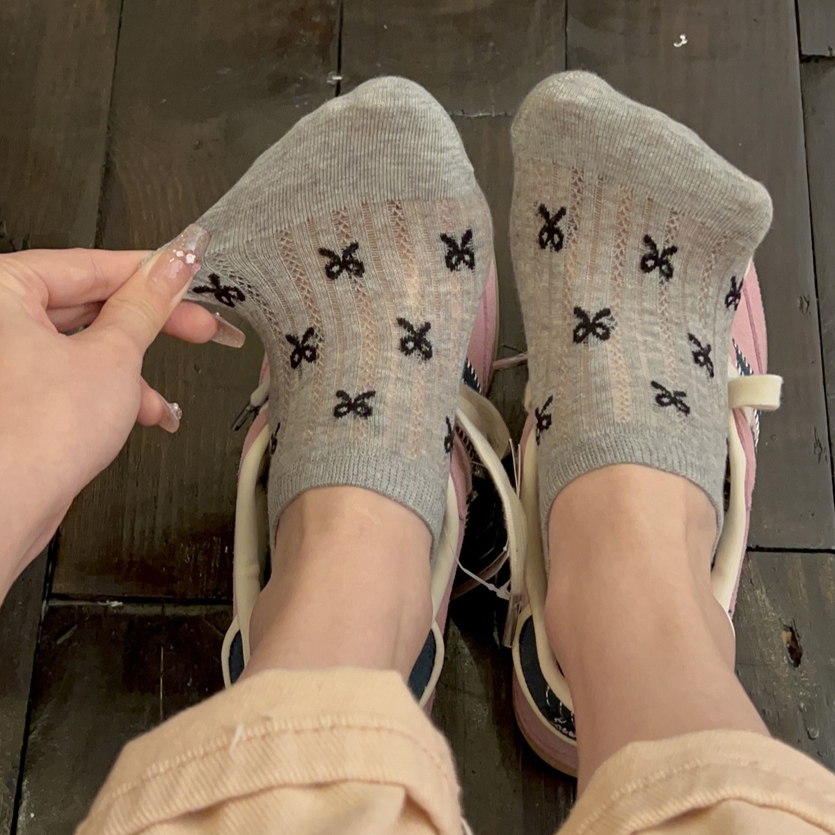 Women Cotton No-Show Boat Socks with Bow, Thin Breathable Anti-Slip Hidden Socks for Summer